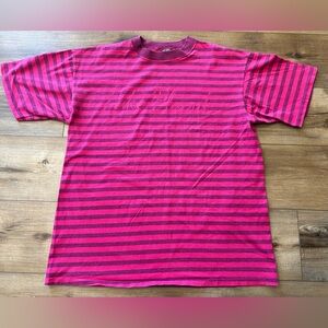 Vintage 90s Sherry’s Best Lake Placid Pink Striped Tee Single Stitch Shirt XL